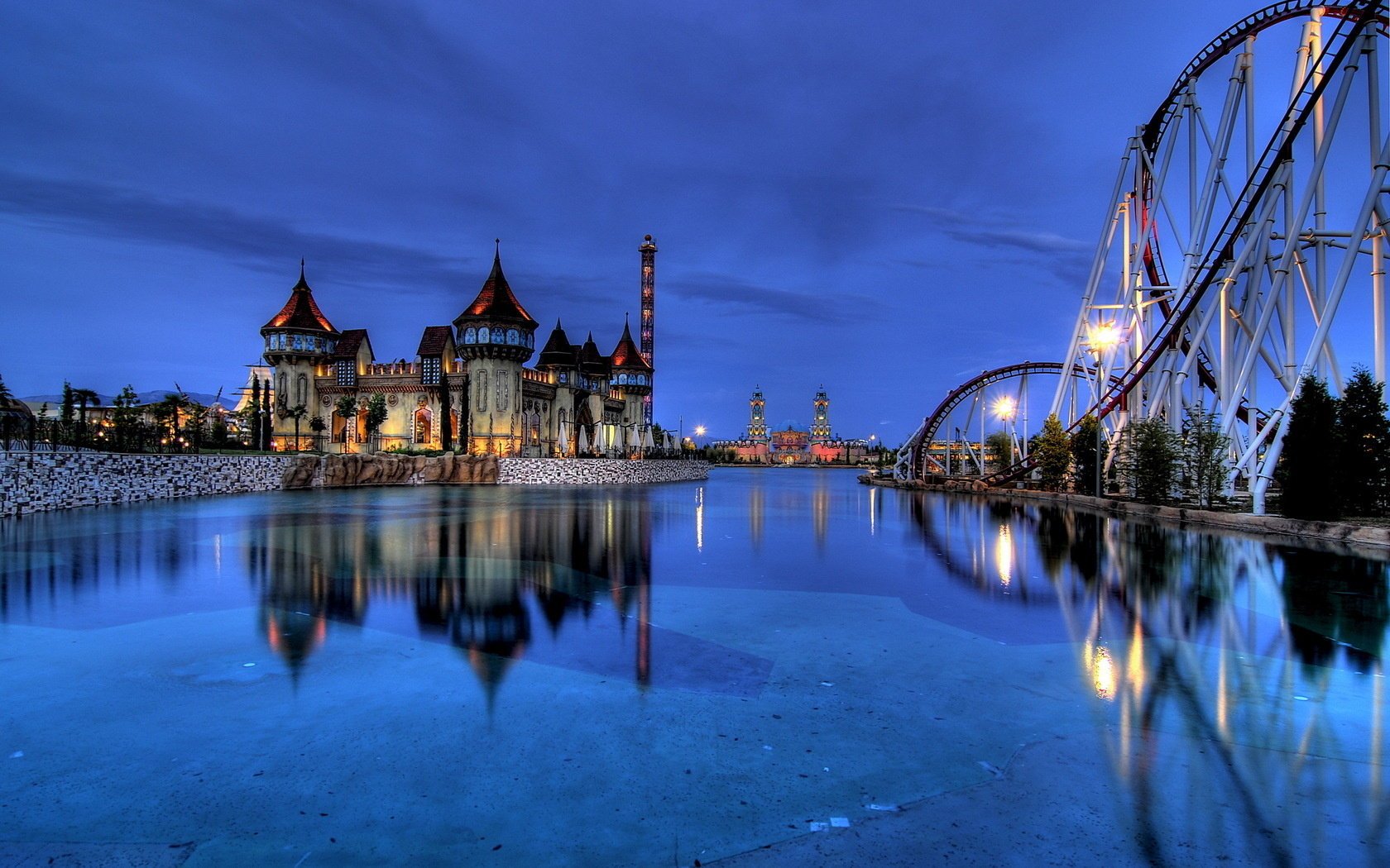 conte de fées ville parc nuit