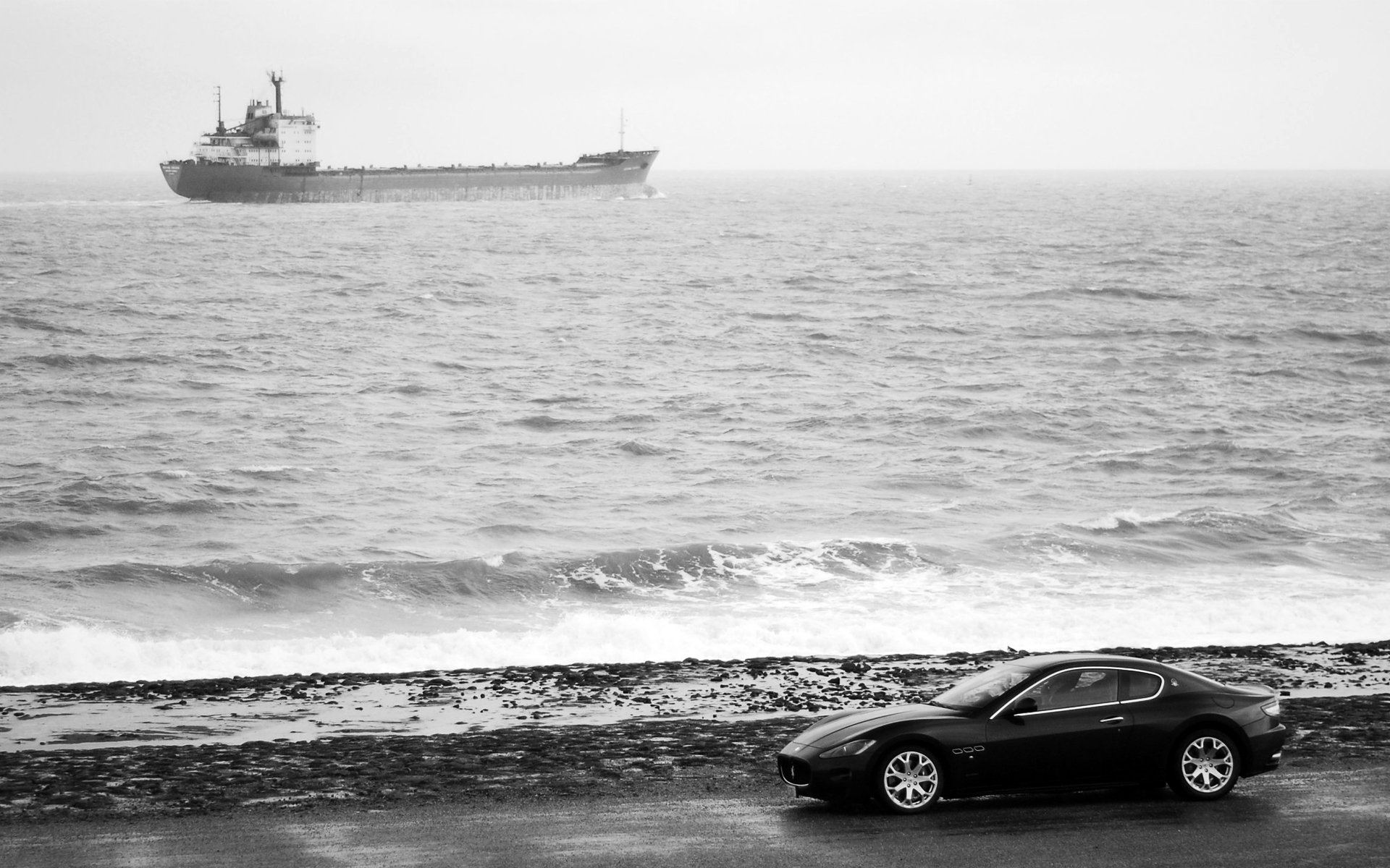 maserati granturismo küste meer tanker maschine