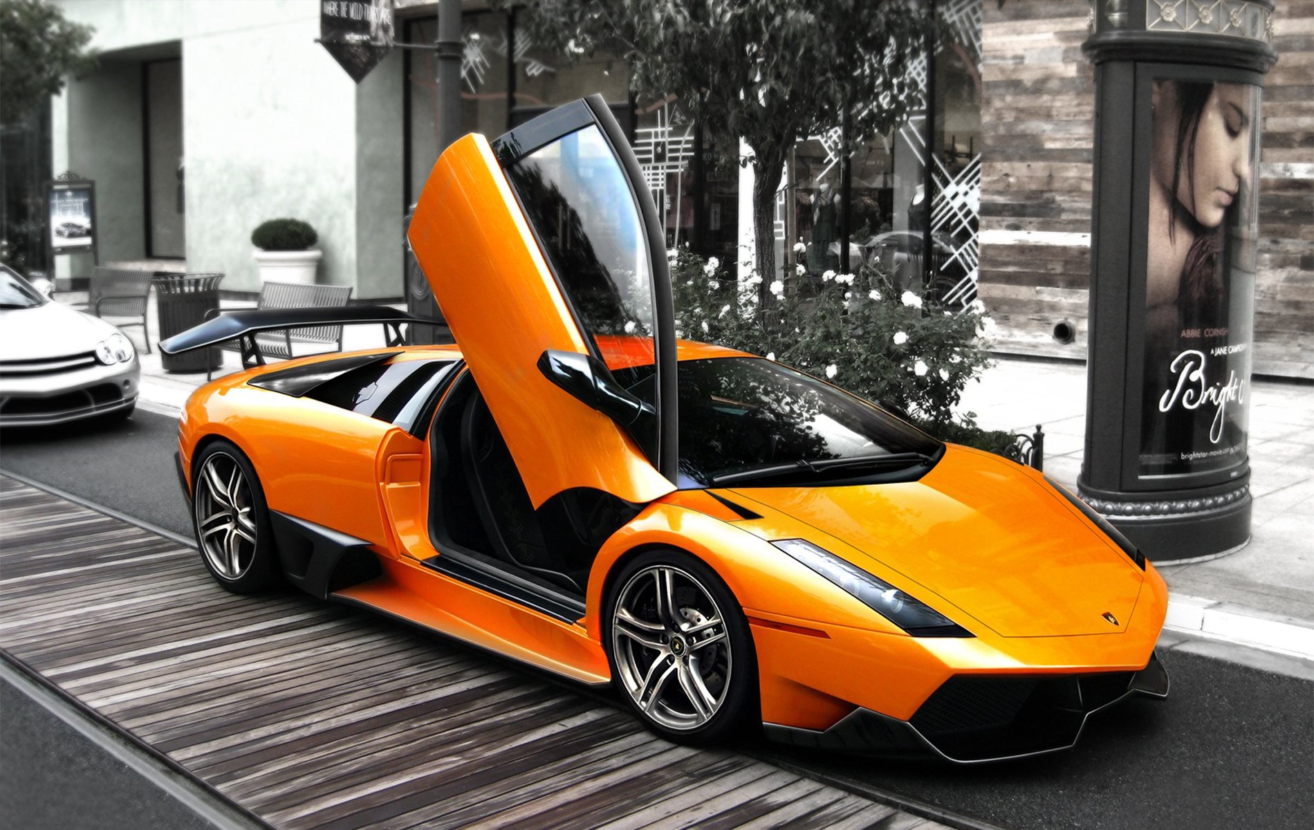 lamborghini lp2310orange straße grau tür oben