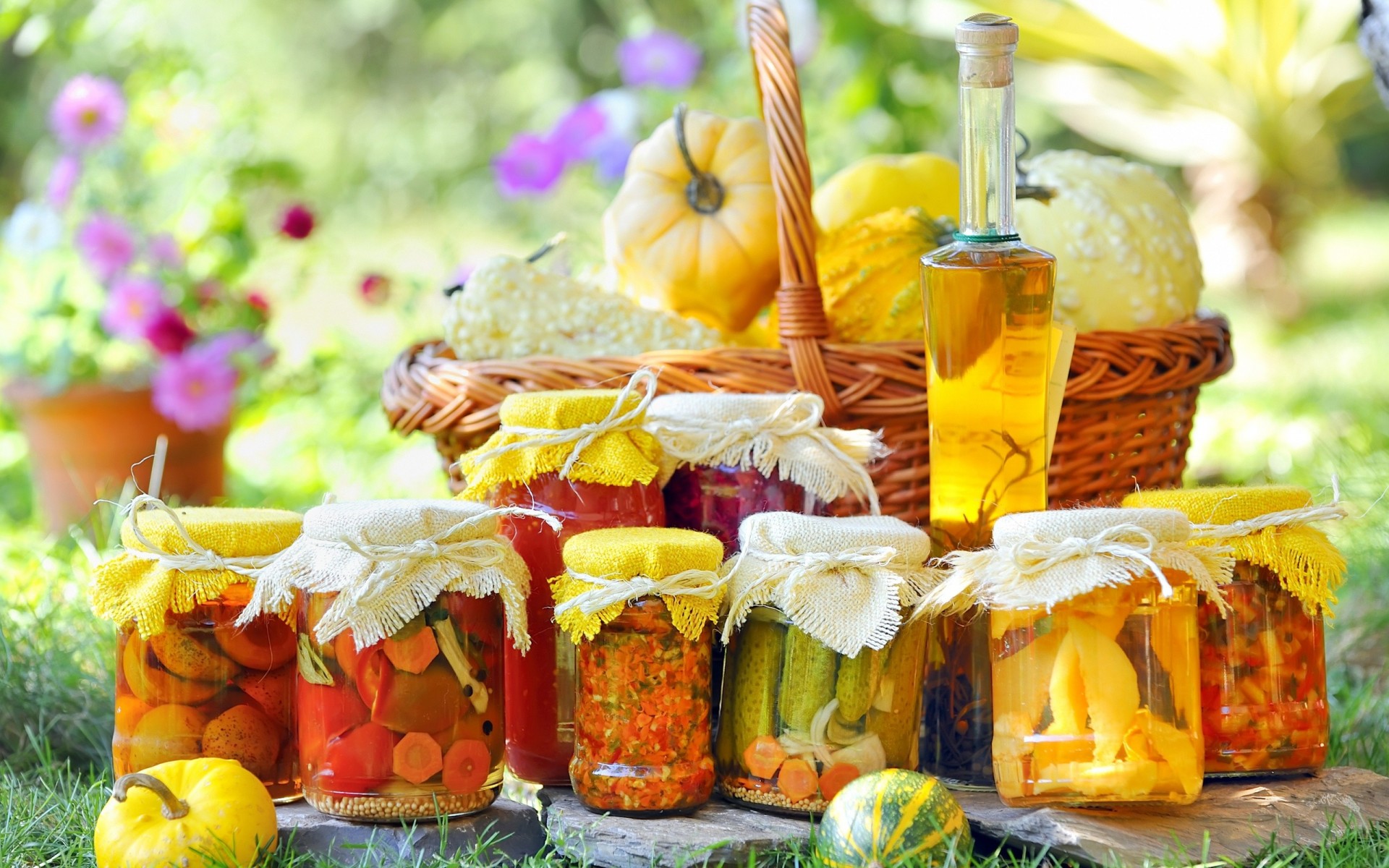 jars pumpkin flower pickles shopping cucumber