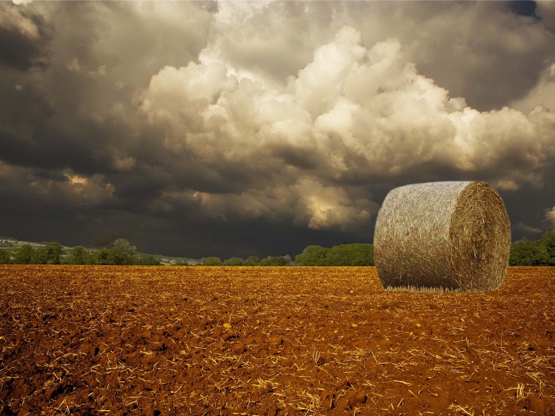 nuages champ tempête