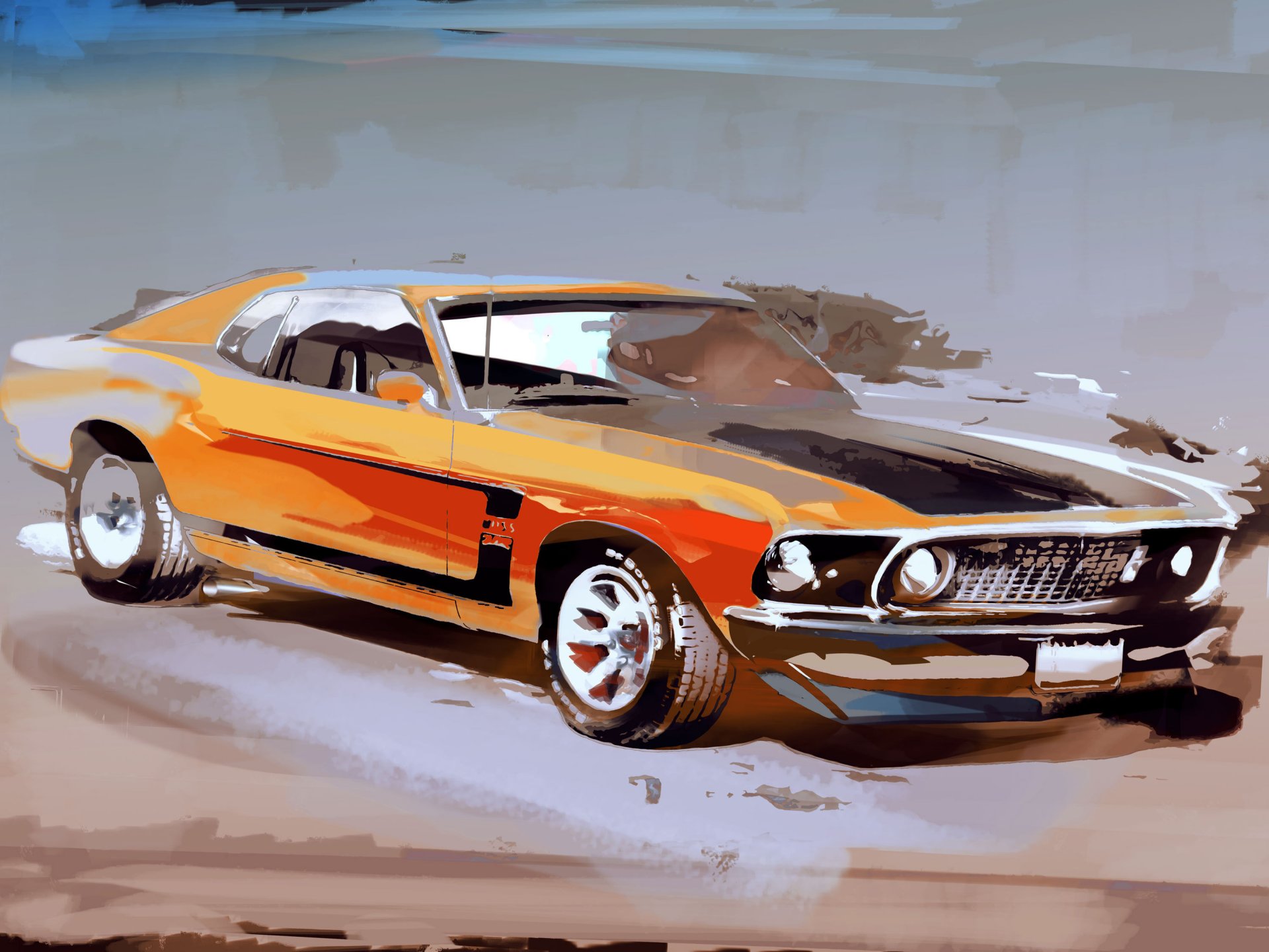 voiture dessinés à la main ford mustang