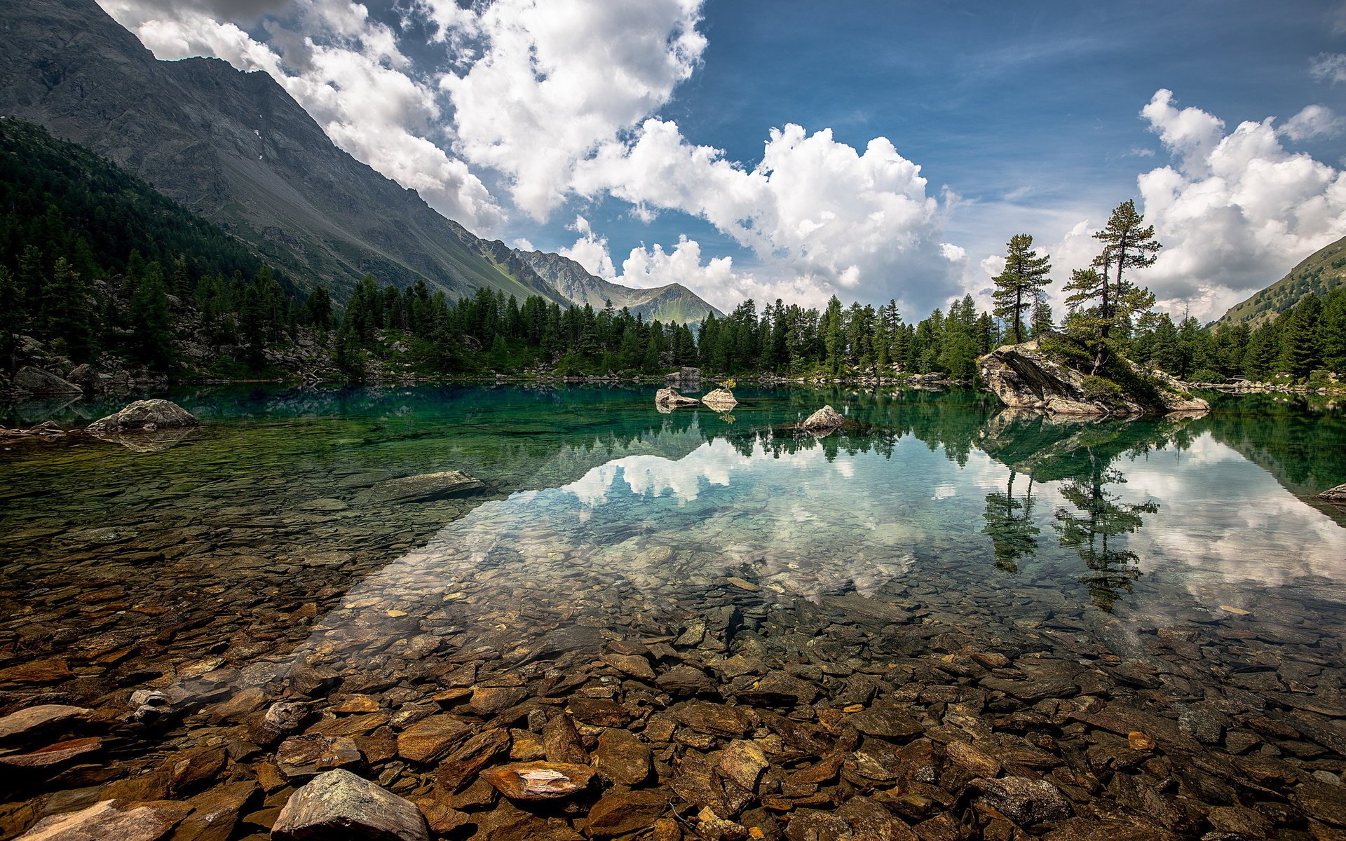 montagnes ciel lac nature paysage