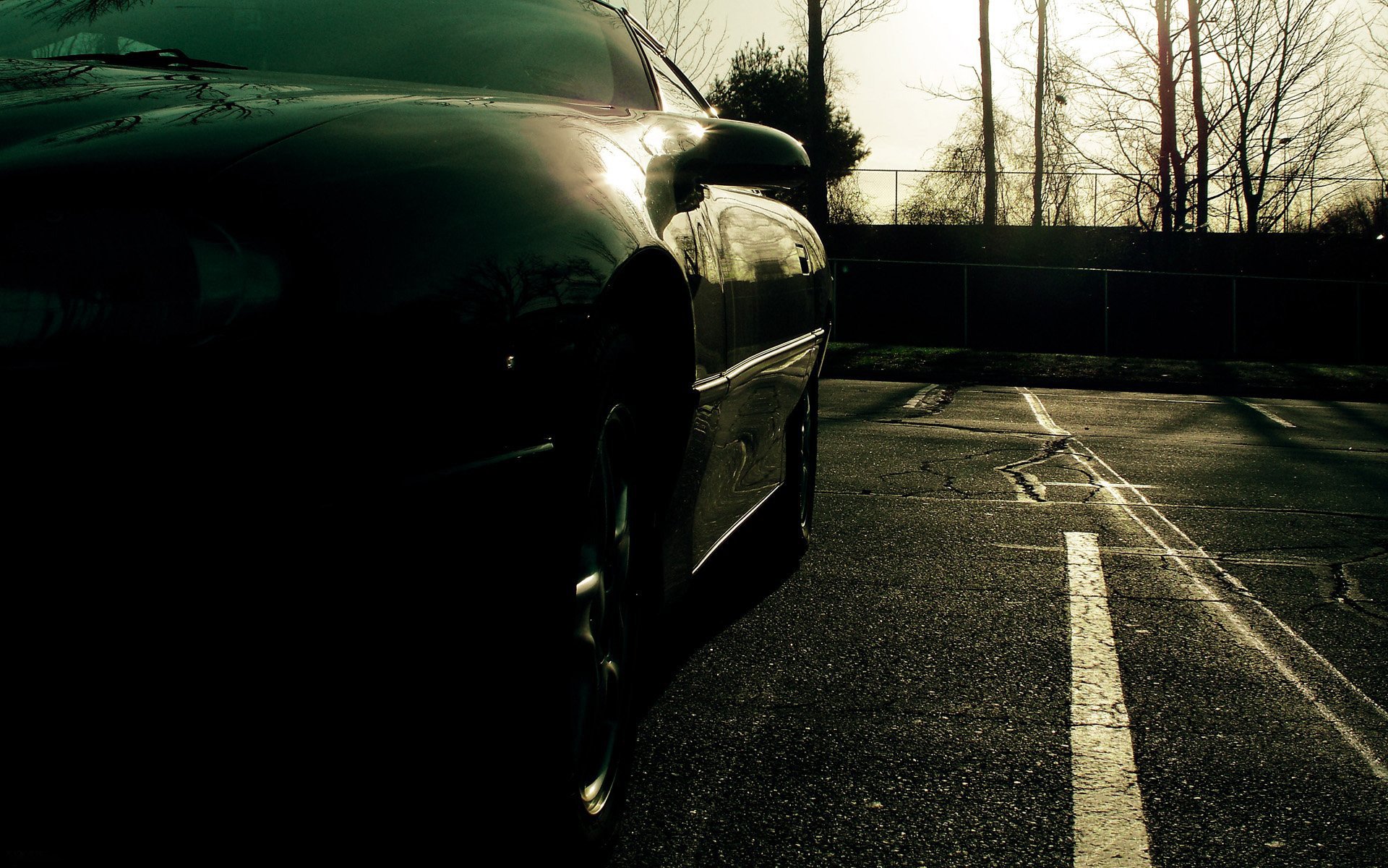 auto abend schatten straße bäume