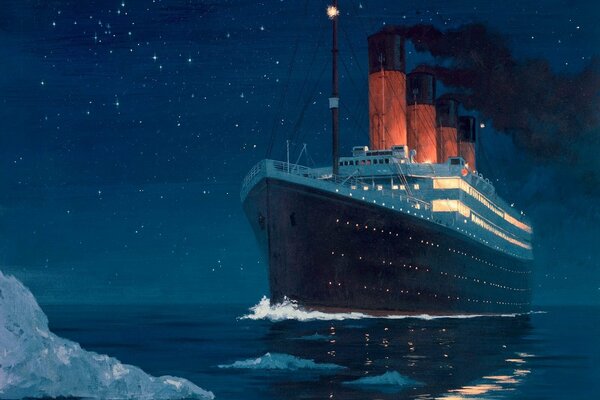 Titanic on the verge of collision with an iceberg