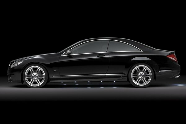 Black Mercedes Benz on a black background