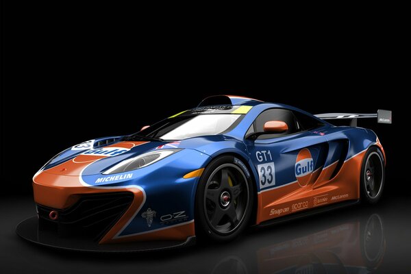 Blue-orange racing car