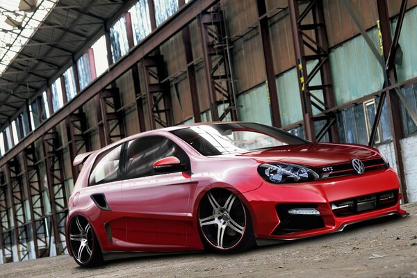 Red New Volkswagen Golf