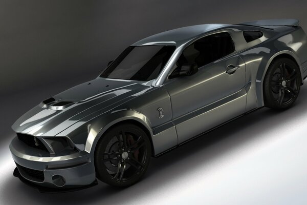 Ford Mustang su sfondo grigio inclinato