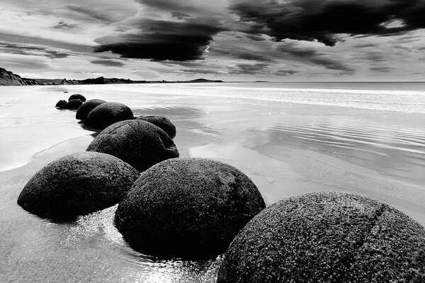 Fotografia in bianco e nero del grande oceano