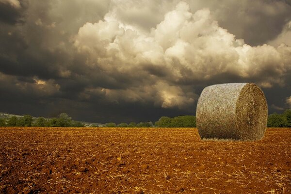 Clouds have gathered over the field and a storm will be visible