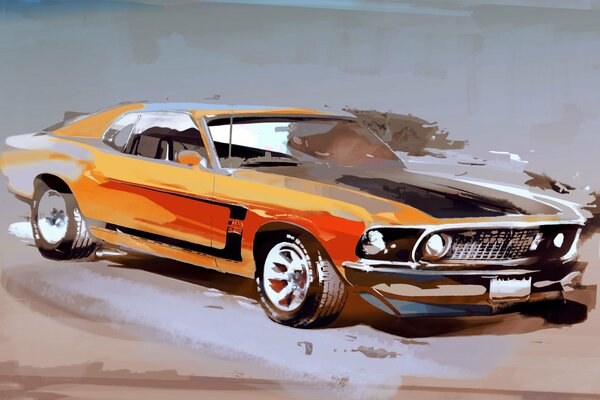 Macchina disegnata a mano Ford Mustang