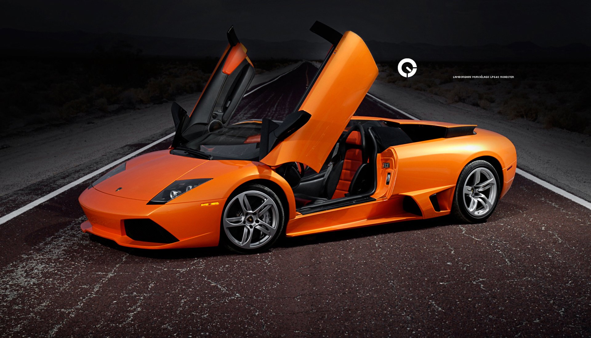 voitures route nuit papier peint auto lamborghini lamborghini murcielago lp640 roadster orange voitures