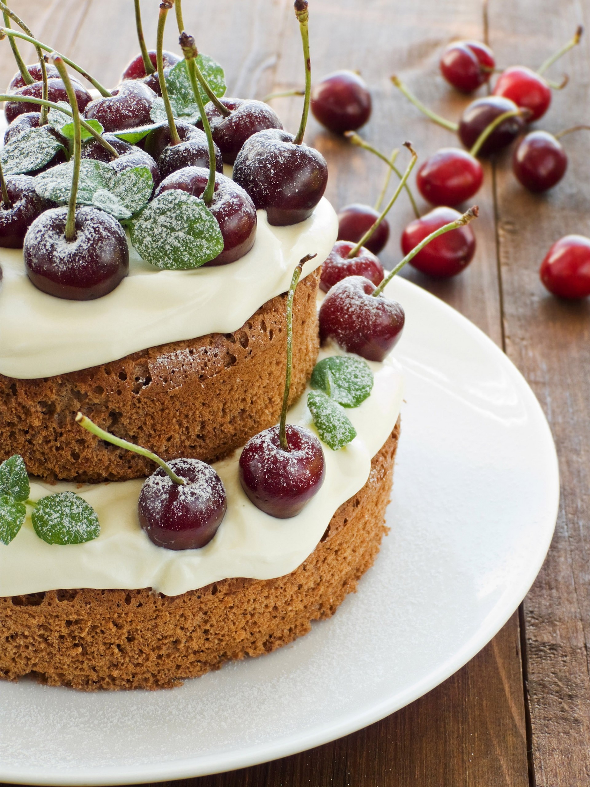 biscotto delizioso crema ciliegie dolci torta dessert