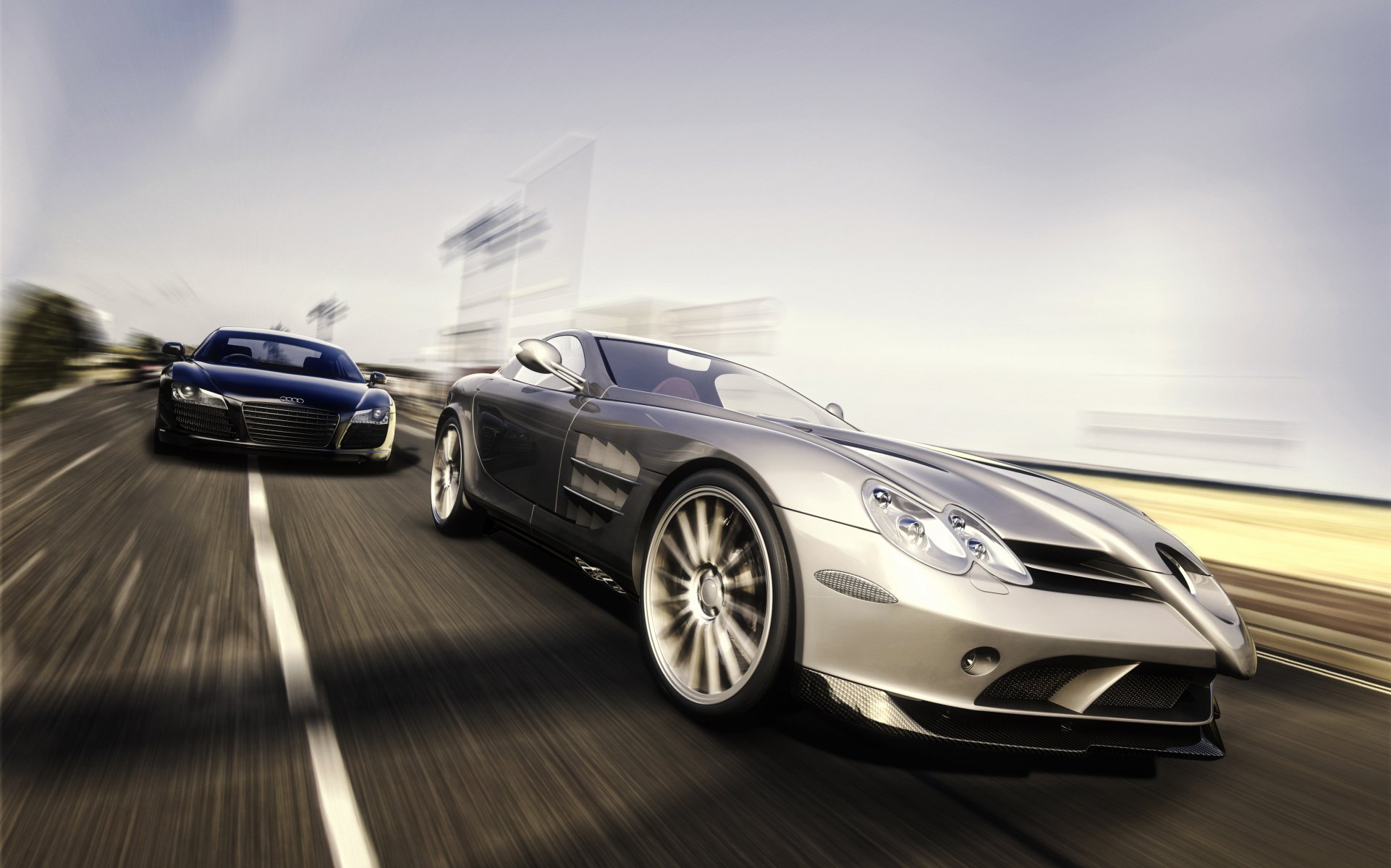 mercedes benz slr audi r8 rendering