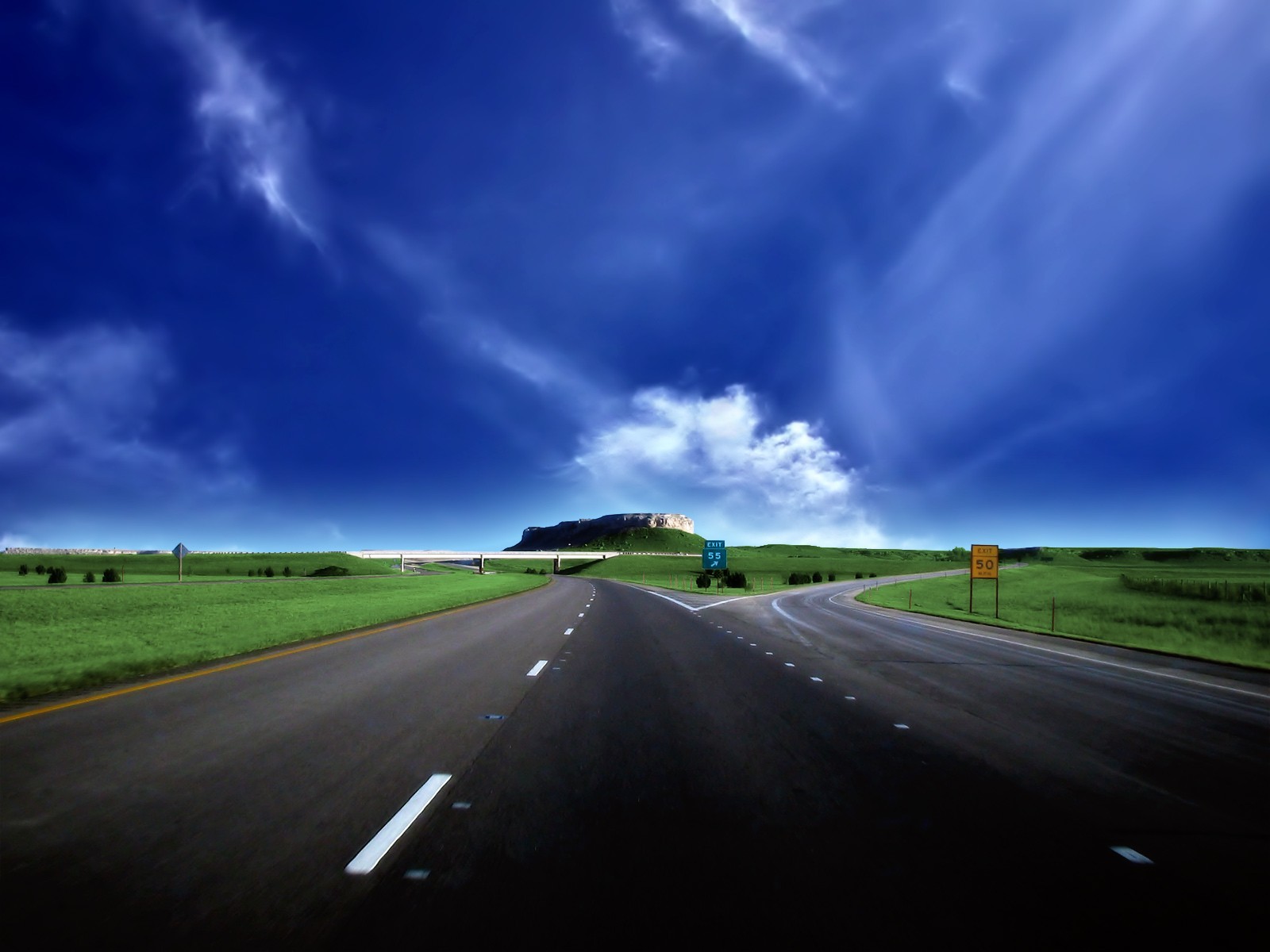 road crossroads cloud