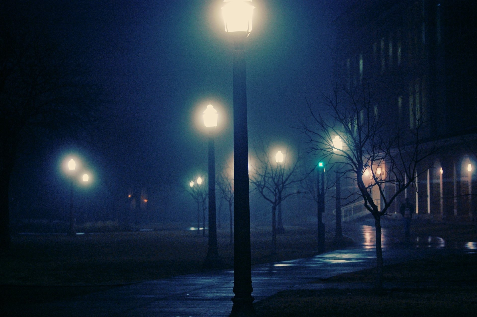 luci notte nebbia città notte nebbia