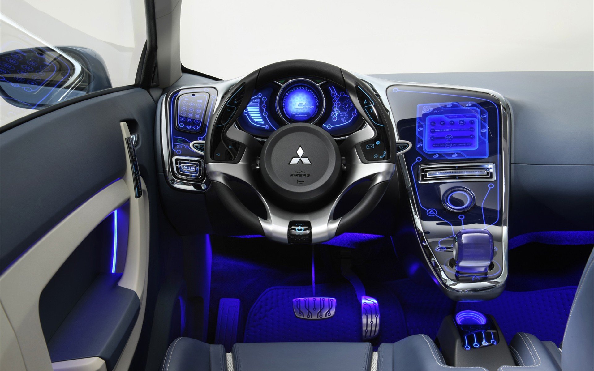 blu neon interni auto