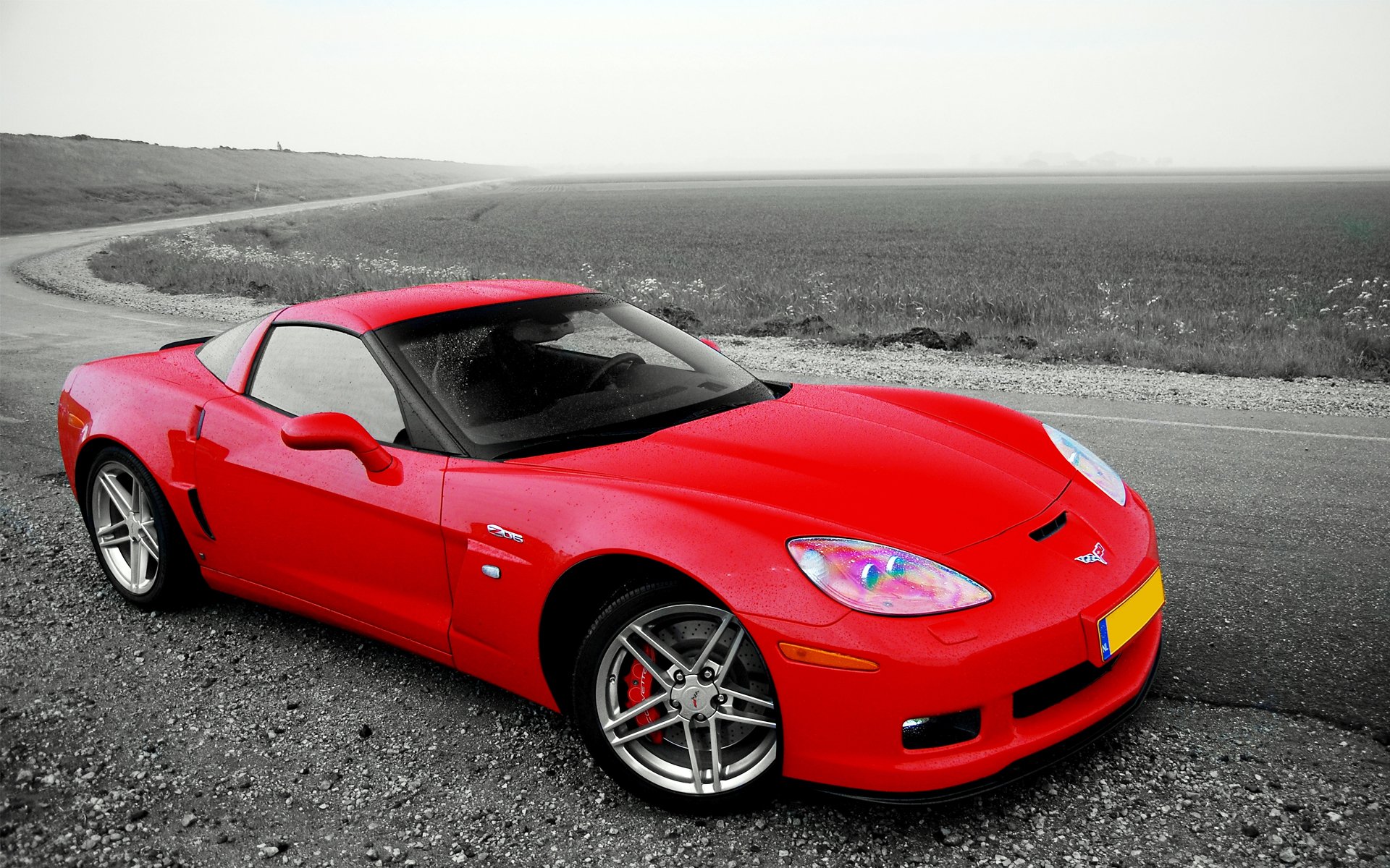 chevrolet corvette rojo carretera