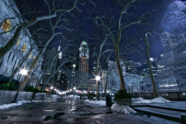 Lumières de nuit d hiver à New York