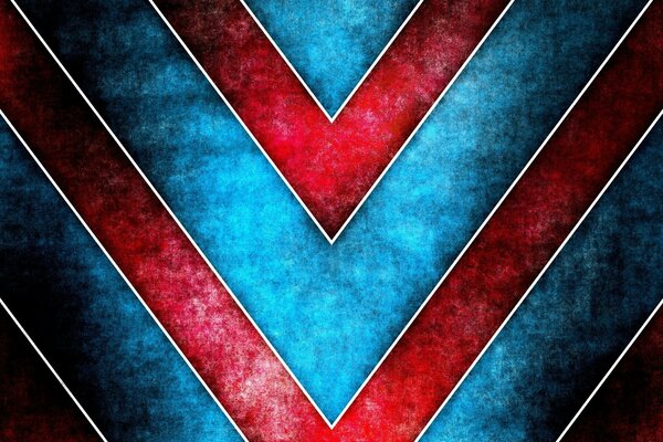 Rayas rojas sobre fondo azul en forma de triángulo