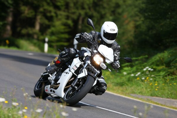 Motorcycle on a road turn