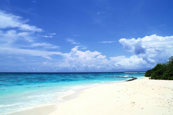 Himmel. Das Meer. Weißer Sand