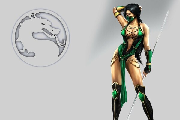 A half-naked girl in the style of Mortal Kombat