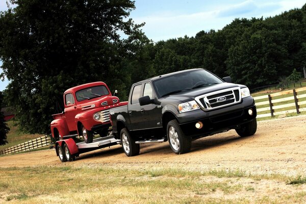 Ford with a trailer on the ranch carries a rarity 