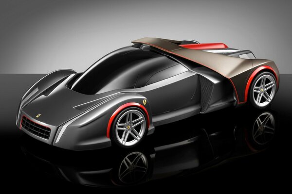 3D модель автомобиля феррари черного цвета