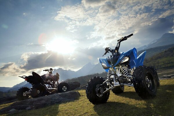 Yamaha ATV on the hill and mountains