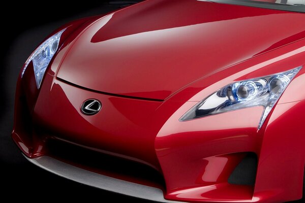 Beautiful red Lexus with unusual headlights