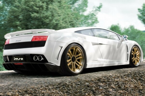 White luxury Lamborghini car