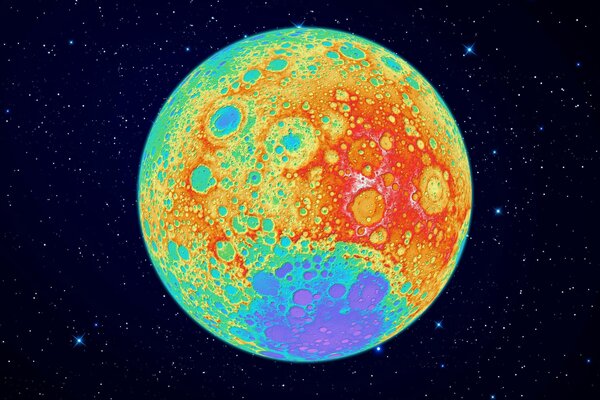 Immagine a colori della superficie lunare con crateri