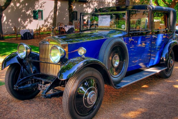 Old retro car in blue