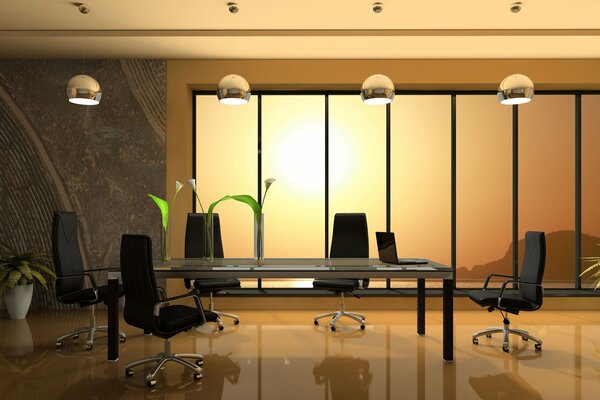 Office for negotiations in natural colors