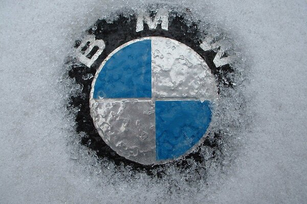 Insignia de BMW CONGELADA en el hielo