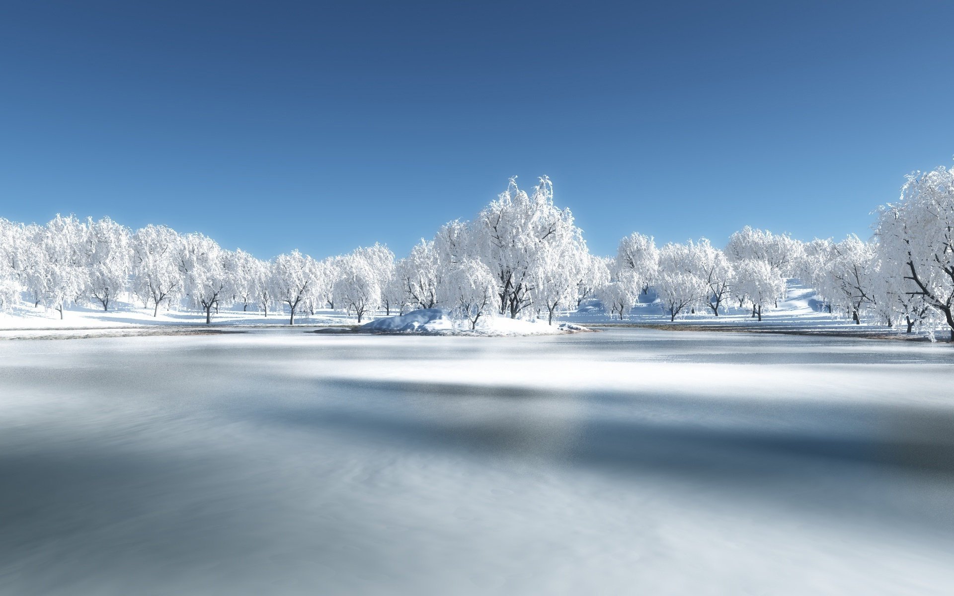 invierno río bosque nieve