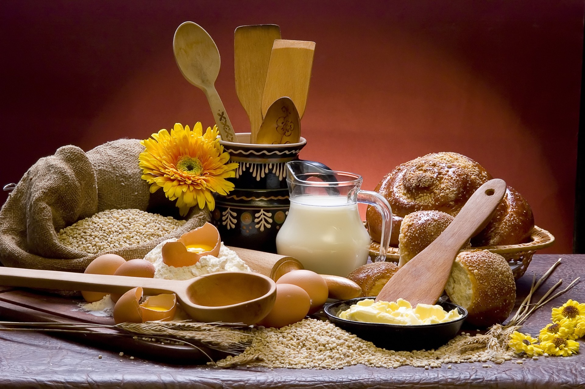 korn blumen brot krug platte ohren tisch