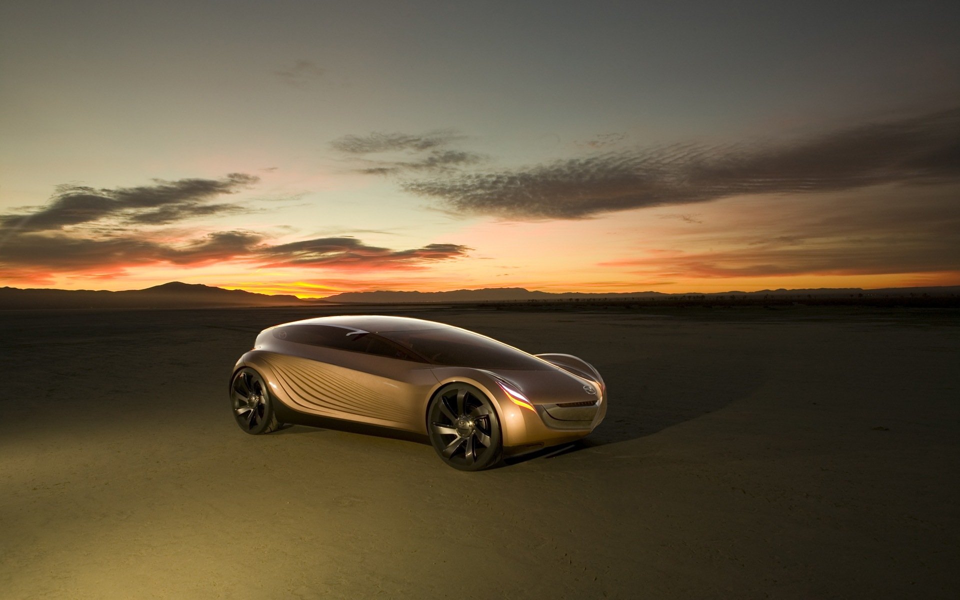 mazda nagare concept car sunset