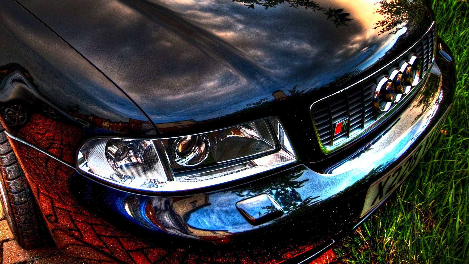 audi bumper hood reflection chrome