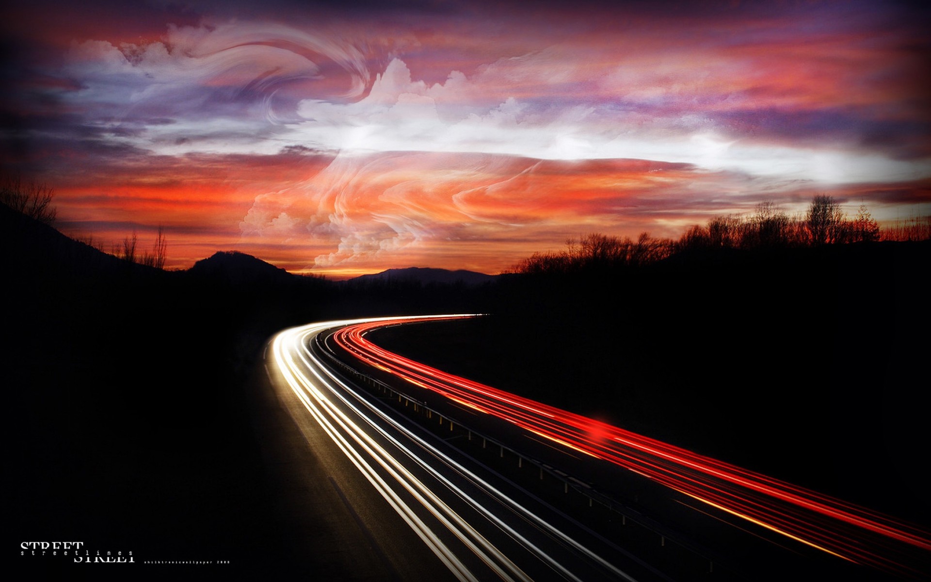 autobahn lights night road