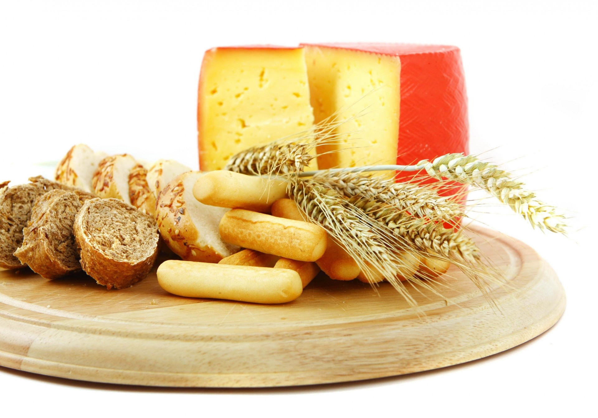 käse getreide weißer hintergrund tafel brot