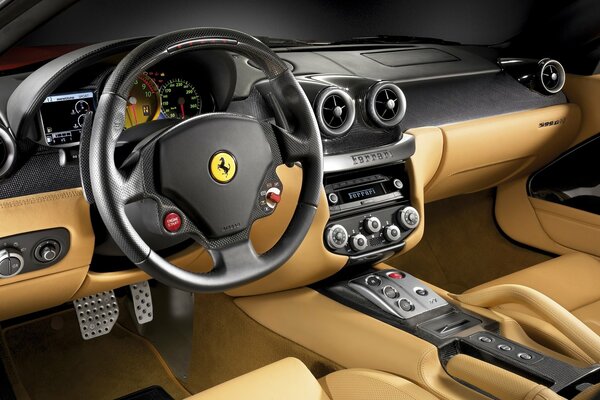 Salon Ferrari en cuir beige