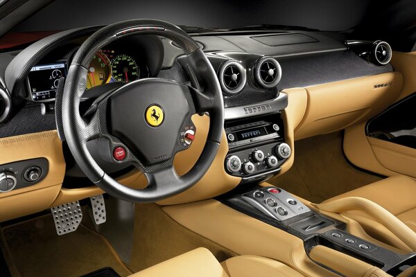 Salon Ferrari z beżowej skóry
