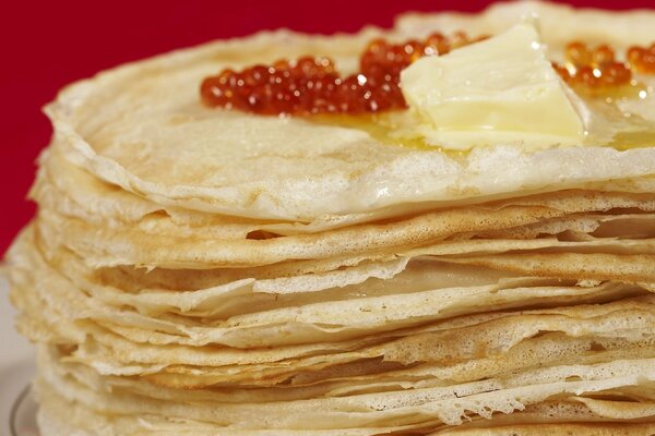 Pancakes with red caviar-traditions of Russia