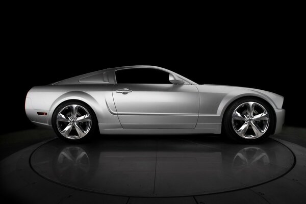 Silber Ford Mustang Seitenansicht