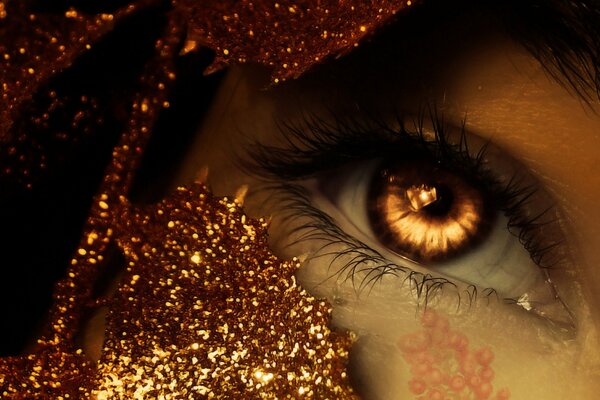 Macro image with eye and sparkles