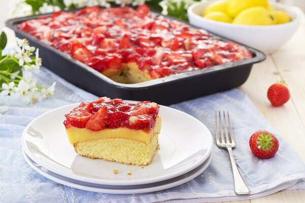 Rebanada de pastel de bayas en un plato