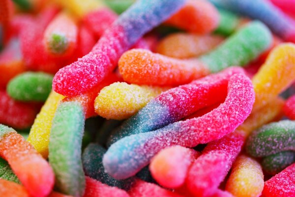 Colorful candies sprinkled with sugar